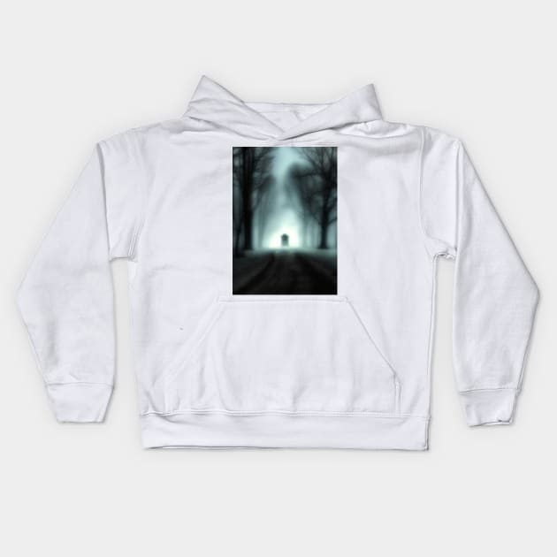 Fog horror road blurred Kids Hoodie by Laakiiart